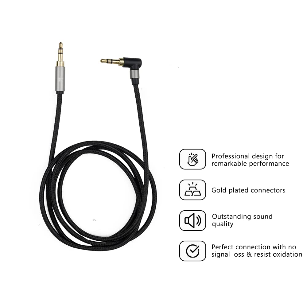 3/5 ask様 HEATZ 1.2 meter Nylon Braided 3.5 Right angle Aux cable male and